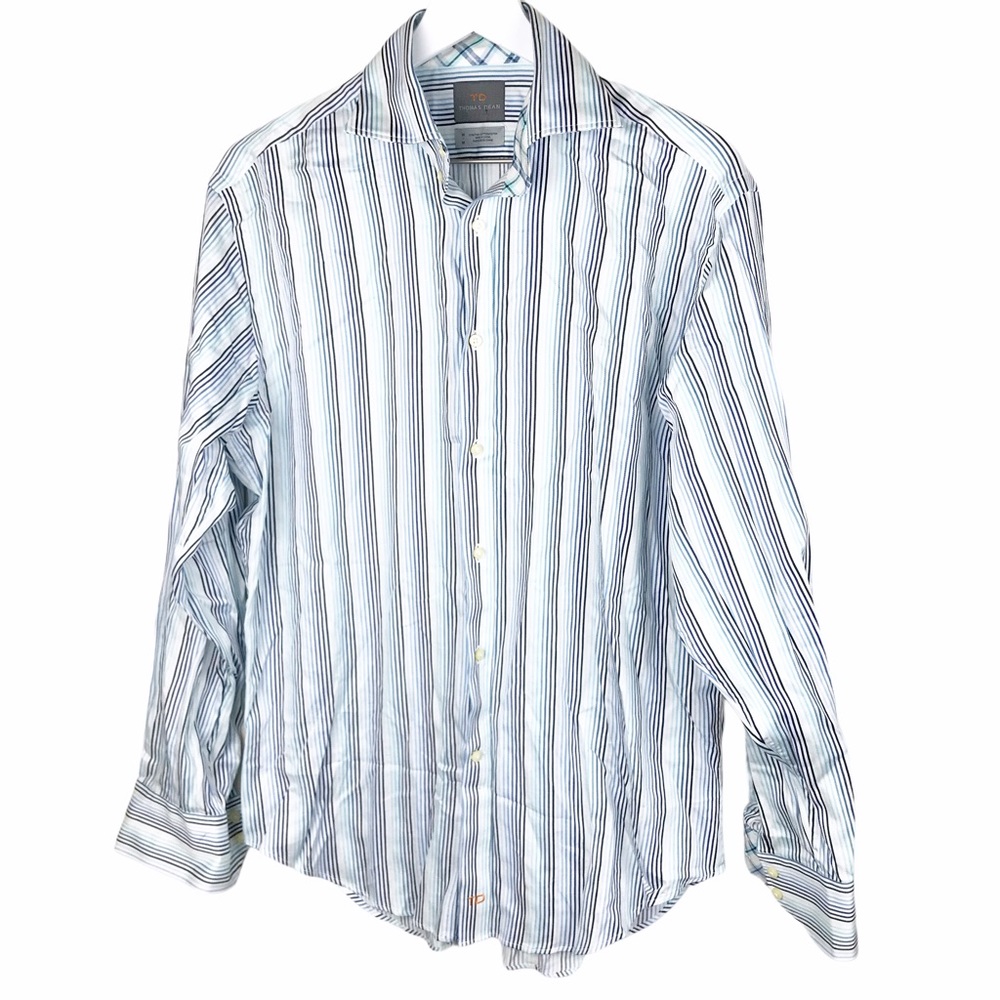 Thomas Dean 100% Pima Cotton Stripe Button Down - Picture 1 of 8